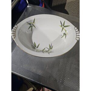 Narumi China Spring Bamboo Oval Serving Bowl W/ Gold Accents Vintage